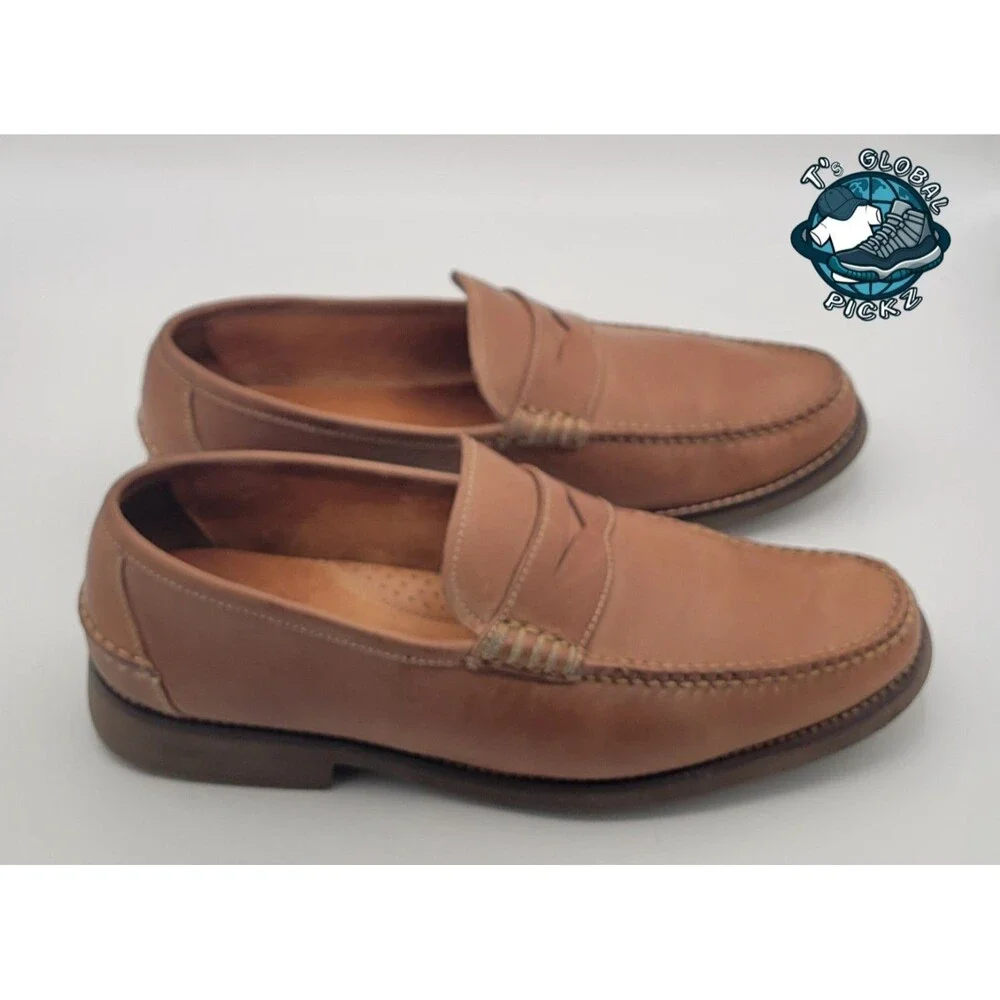 Peter Millar Brown Handsewn Leather Slip-On Penny Loafers Mens Size 10.5 M